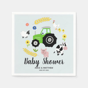 Serviette En Papier Boys Cute Farm Animaux Baby shower tracteur