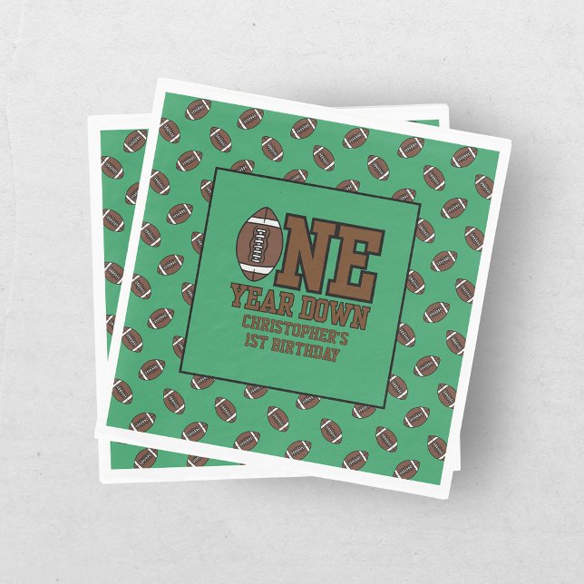 Serviette En Papier Boys Football First Year Down 1st Birthday Party (Créateur téléchargé)