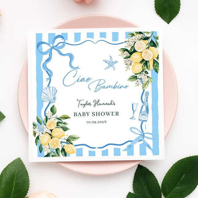 Serviette En Papier Boys Lemon Ciao Baby Italian Baby Shower (Créateur téléchargé)