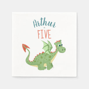 Serviette En Papier Boys mignon Dragon Vert Toddler Anniversaire