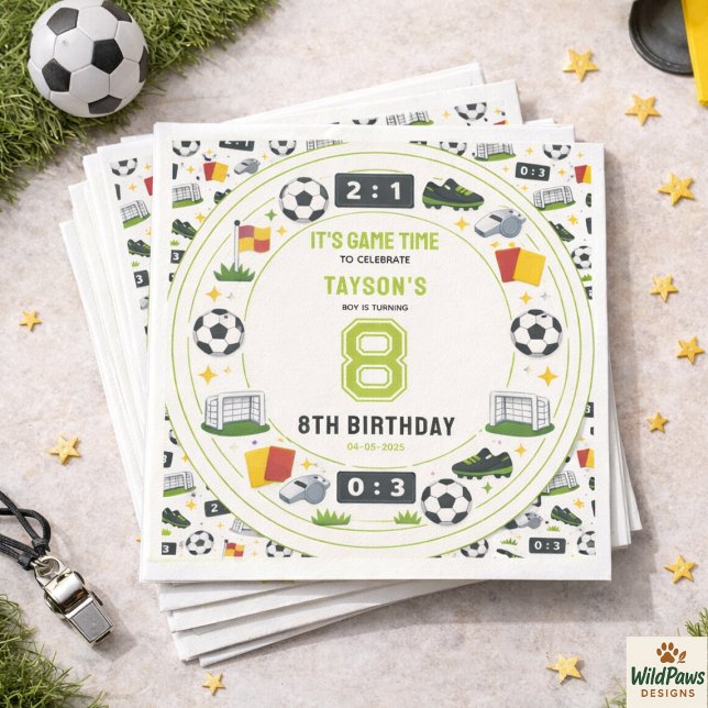 Serviette En Papier Boys Modern Sports Soccer Kids 8th Birthday Party (Boys Modern Sports Soccer Kids 8th Birthday Party Napkins
)