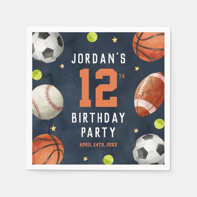 Serviette En Papier Boys Sports Marine Anniversaire (Devant)