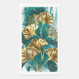 Serviette En Papier Branche avec Feuilles d'or Ginko Biloba