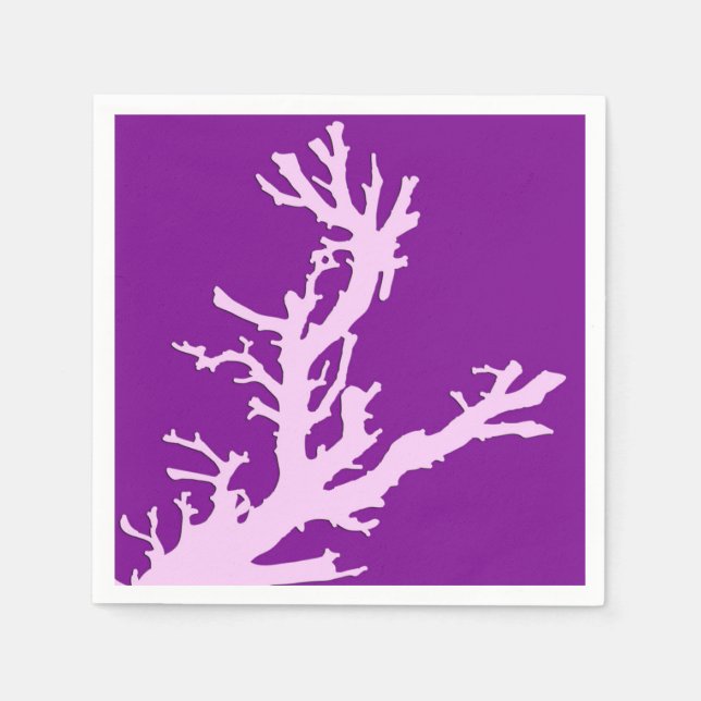 Serviette En Papier Branche corail - améthyste et orchidée (Devant)