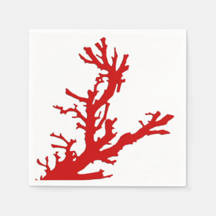 Serviette En Papier Branche de corail - corail foncé rouge et blanc