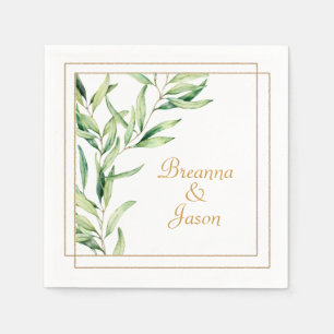 Serviette En Papier Branche d'olive aquarelle