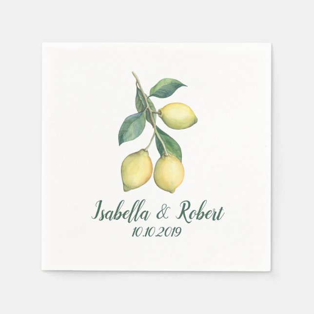 Serviette En Papier Branche du citron | MARIAGE (Devant)