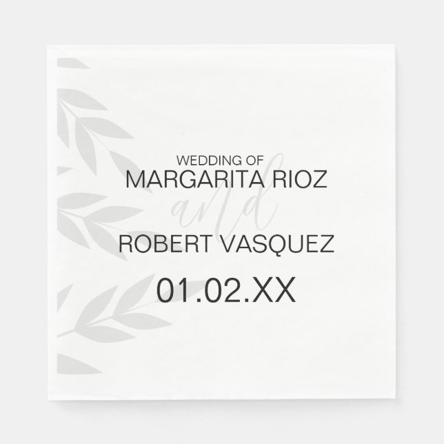 Serviette En Papier Branche moderne gris noir blanc (Devant)