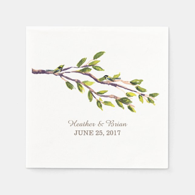 Serviette En Papier Branches brossées Mariage papier serviettes (Devant)