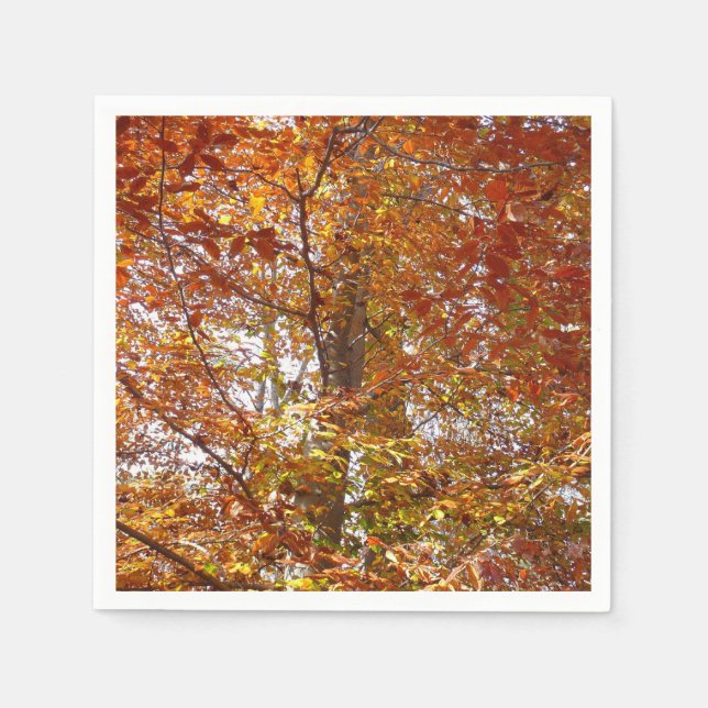 Serviette En Papier Branches de feuilles orange Automne Nature (Devant)