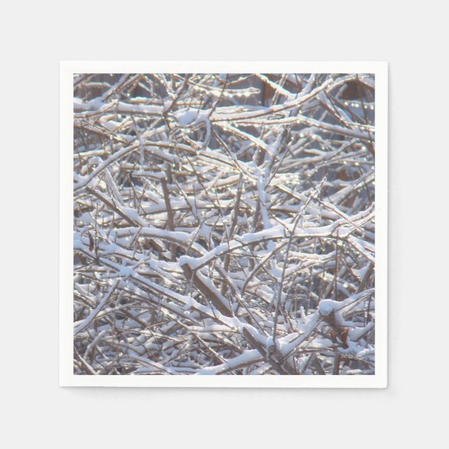 Serviette En Papier Branches de glace neige en hiver (Devant)