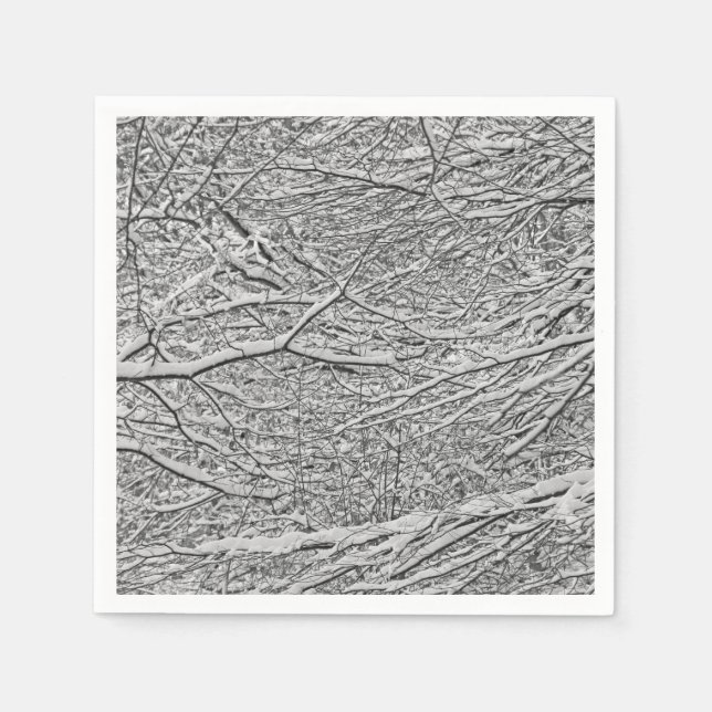Serviette En Papier Branches de neige Papier Napkin (Devant)