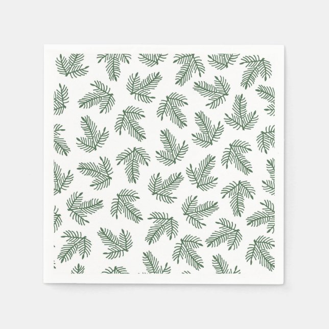 Serviette En Papier Branches de vacances de Pine Verte (Devant)