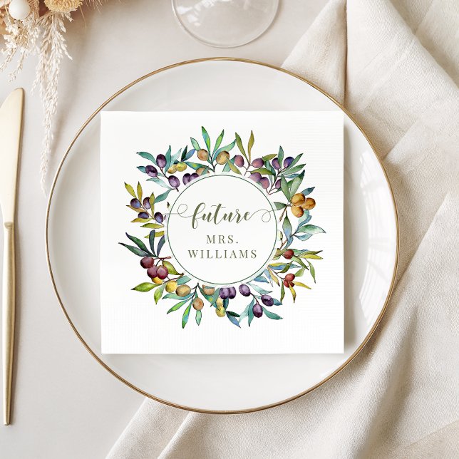 Serviette En Papier Branches d'olivier Fête de mariage italienne futur (Créateur téléchargé)