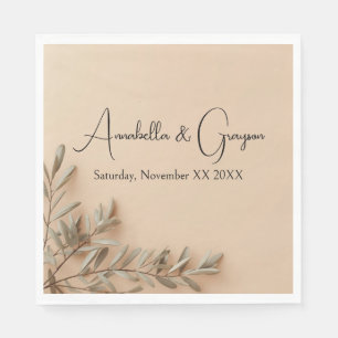 Serviette En Papier Branches d'olivier réalistes sur un mariage élégan