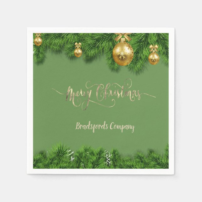 Serviette En Papier Branches élégantes d'arbre de Noël, boules (Devant)
