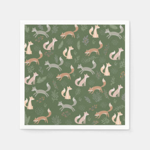 Serviette En Papier Branches et Feuilles d'hiver Fox sans joint
