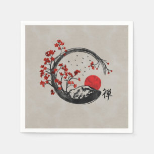 Serviette En Papier Branches Zen Enso Circle et Sakura