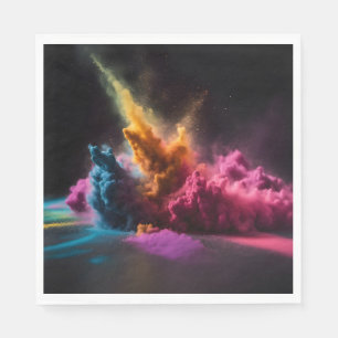 Serviette En Papier Bras en poudre arc-en-ciel sur noir