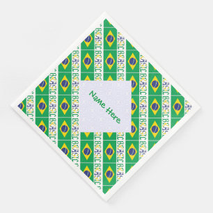 Serviette En Papier Brasil Drapeau Brasil Personnalisé Nom