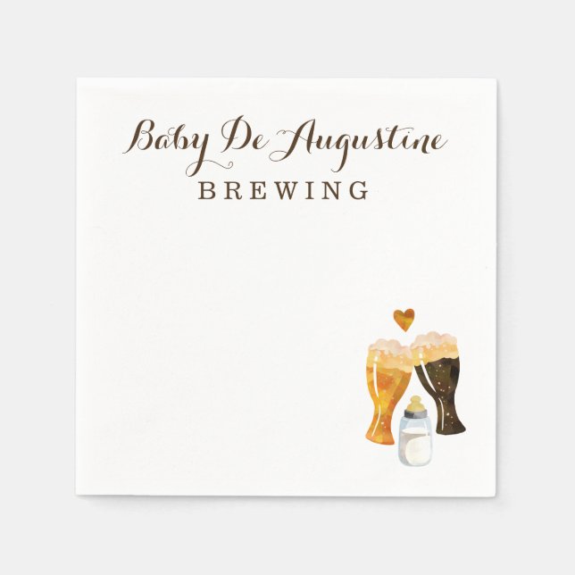 Serviette En Papier Brasserie personnalisée Baby shower Rustic Beer To (Devant)