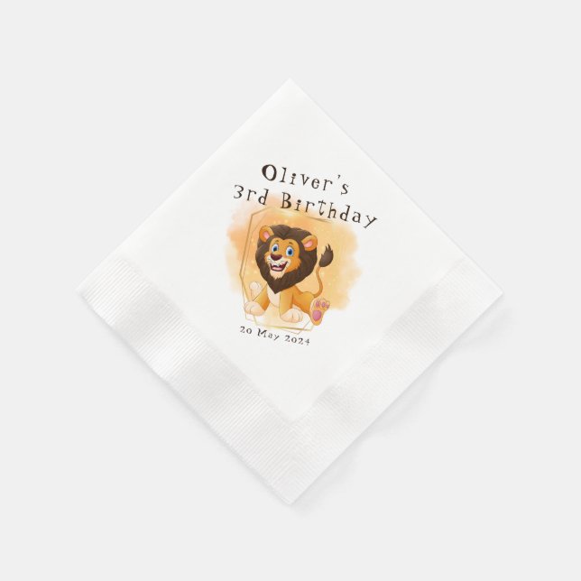 Serviette En Papier Brave Lion Anniversaire Papier de fête Napkin (Coin)