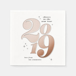 Serviette En Papier Bravo à la nouvelle année rose or 2019 vacances