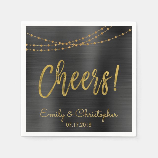 Serviette En Papier Bravo Black et Gold Foil (Devant)