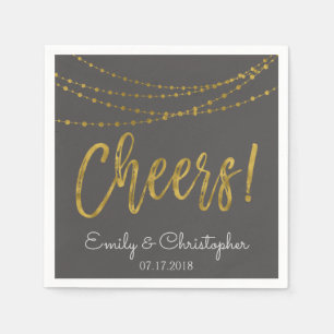 Serviette En Papier Bravo Gold Foil et gris charbon