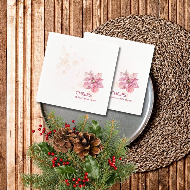 Serviette En Papier Bravo hiver rose flocon poinsettia (Créateur téléchargé)