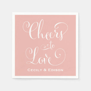 Serviette En Papier Bravo pour aimer le Mariage rose pâle Monogramme