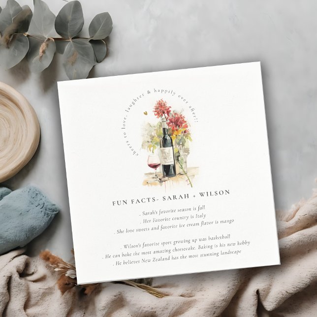 Serviette En Papier Bravo pour aimer Vin Floral Mariages Faits amusant (Créateur téléchargé)