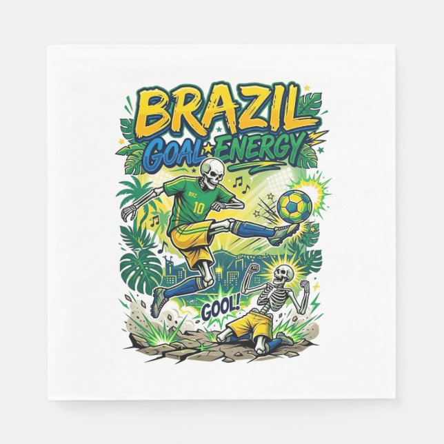 Serviette En Papier Brésil Énergie Squelette Buteur Nations Creati (Devant)