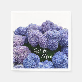 Serviette En Papier Bridal, Baby Shower Napkins Purple, Blue Hydrangea
