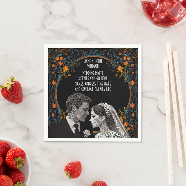 Serviette En Papier Bride & Groom délicat classique (En situation)