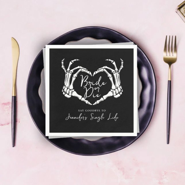 Serviette En Papier Bride or Die Skeleton Heart Bachelorette Party (Créateur téléchargé)