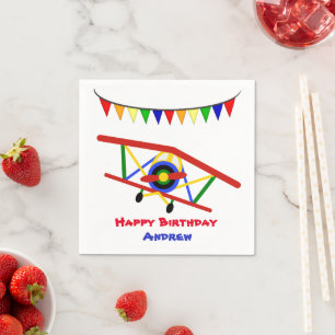 Serviette En Papier Bright Airplane Birthday Boy