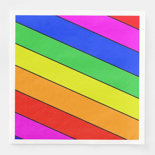 Serviette En Papier Bright belle STRIPES dans l'arc-en-ciel (Devant)
