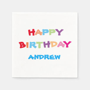 Serviette En Papier Bright Colorful Personnalisé Joyeux Anniversaire