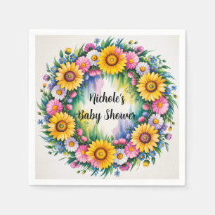 Serviette En Papier Bright Daisies et Baby shower de fille Fleur sauva