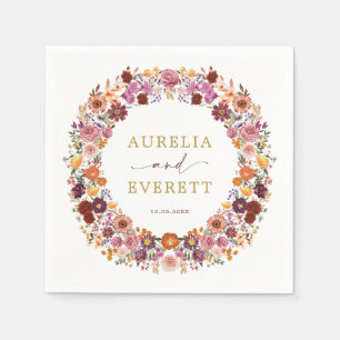 Serviette En Papier Bright Fall Fleur sauvage Garden Mariage de couron