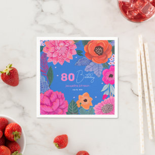 Serviette En Papier Bright Fleur sauvage Pink Blue fête d'anniversaire