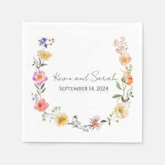 Serviette En Papier Bright Floral Personnalisé Mariage Cocktail Napkta