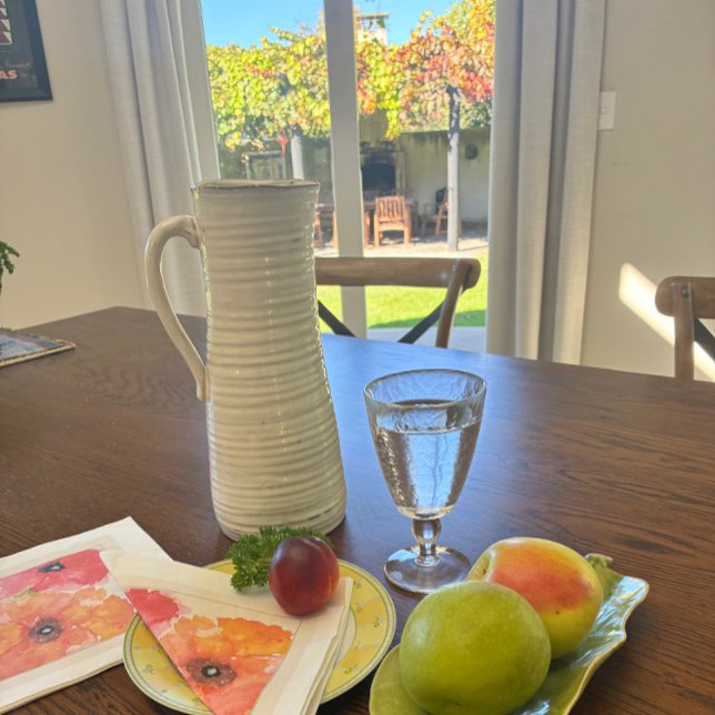 Serviette En Papier Bright Floral Watercolor Napkin (Bright watercolor poppy napkin for stylish entertaining and garden-party tables.)