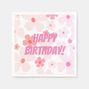 Serviette En Papier Bright Flower Power Joyeux Anniversaire