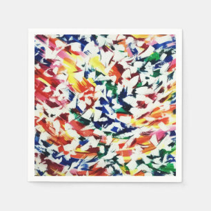 Serviette En Papier Bright Fun Artiste Bleu Rouge Jaune Abstrait Peint