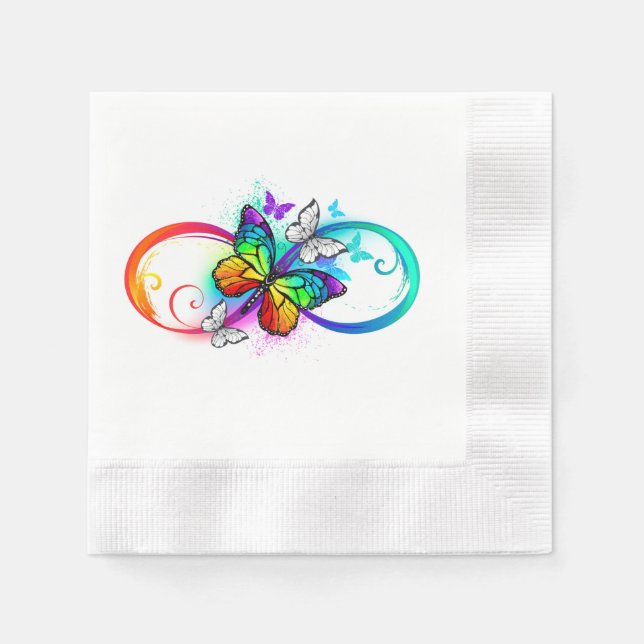 Serviette En Papier Bright infinity with rainbow butterfly (Devant)