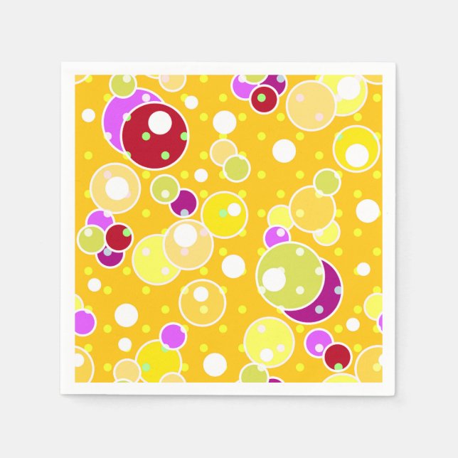 Serviette En Papier Bright jaune enfants amusants bulles cercles d'ann (Devant)