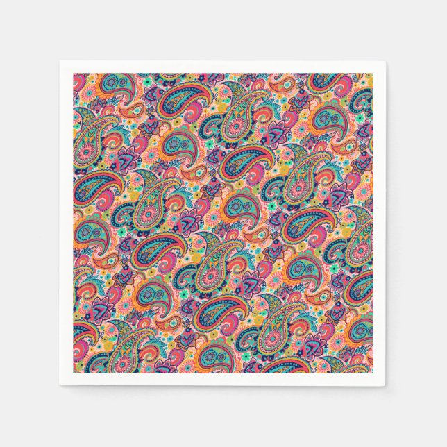 Serviette En Papier Bright Rainbow Paisley (Devant)
