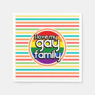 Serviette En Papier Bright Rainbow Stripes, famille gay